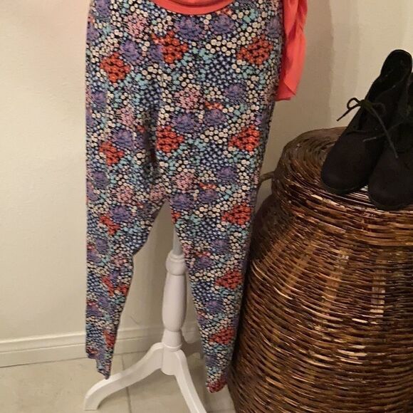 No boundaries szXXL Flower leggings yoga pant Blue yellow orange lavender white - Picture 3 of 13